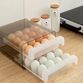Chladnička Vajec, Skladovacie Škatule Organizátor Čerstvé Box Zásuvky Typ Vajcia Obal Double-layer Držiteľ Stohovateľné Kuchynské Doplnky