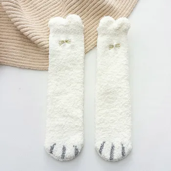 Zviera Ponožky zahusťovanie Teplé Velvet Coral Zimné Jeseň 1Pair dámske Ponožky Ponožky pre Ploché Nohy Nízky Rez No Show Ponožky Ženy