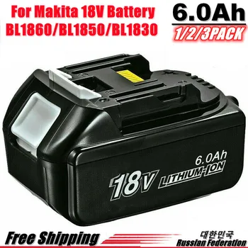 1-3 Pack BL1860 18V 6000mAh Rechargealbe Batéria pre Makita 18V BL1830B BL1860B BL1840B BL1815 LXT-400 18650 Makita Batérie 18v