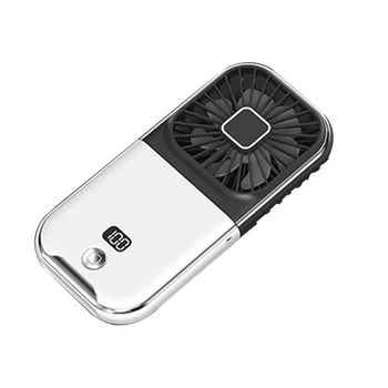 1 Kus Mini Prenosné Vonkajšie Prenosné Ventilátor Krku Ventilátor USB Nabíjateľné 180° Skladacie Bezdrôtová Stolný Ventilátor Bielej a Čiernej farbe