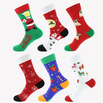1 pár Vianočné ponožky, módne elk mužov a žien stredná dĺžka ponožky