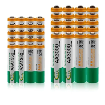 100% Nový 1.2 V, AA 3000mAh NI-MH Dobíjacie Batérie+AAA batérie 1350 mAh Rechageable batérie NI-MH 1.2 V AAA batérie