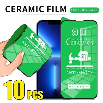 10pcs 9D Keramiky Film HD Anti Šok Screen Protector Premium Kryt Pre iPhone 15 Pro Max 14 Plus 13 Mini 12 11 XS XR X 8 7 SE