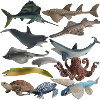 12 Kidns Simulácia Žralokov, Morských Zvierat Obrázok Zberateľskú Hračky Tichom Zvierat Akčné Figúrky Deti Plastové Hračky Cementu