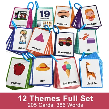 12 Témy Celý Set 205 Karty 386 Slová Deti Montessori Anglické Slová Učenia Kartičky Mš Učebni Dodávky