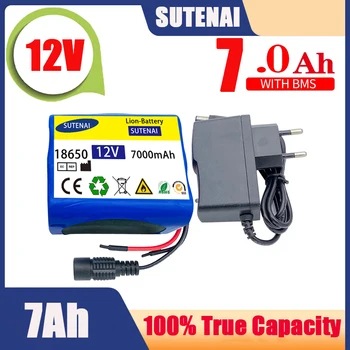 12V batérie 7000mah 18650 lítium-iónová 7 ah nabíjateľná batéria s BMS lítiové batérie ochrany doska + 12,6 V nabíjačke