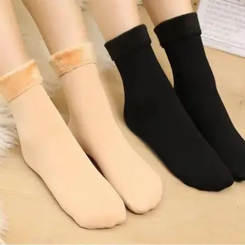 1Pairs Ženy Zime Teplé Zahustiť Tepelnej Ponožky Mäkké Bežné jednofarebné Ponožky Vlnené Cashmere Domov Čižmy Poschodí Ponožky, Pančuchy