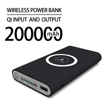 200000mAh Wireless Power Bank obojsmerná Rýchle Nabíjanie Powerbank Prenosné Nabíjačky typ-c Externú Batériu pre iPhone