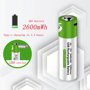 2023Rechargeable Batérie Aa 1,5 v Lítiové Batérie, Dobíjacie Batérie Podporovať Priame Nabíjanie TYP-C Pilas Recargables Aa