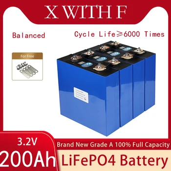3.2 V 200Ah LiFePO4 Batérie Bunky Pack Nabíjateľná 100% Plná Kapacita Lítium-Iónová Fosfát Solar Power Bank EÚ NÁS bez DANE