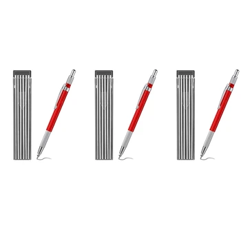 3X Zváračov Ceruzka S 36PCS Silver Streak Náplne, Kovové Značky Mechanické Zváranie Ceruzka Pipefitters, Výroba, Červená