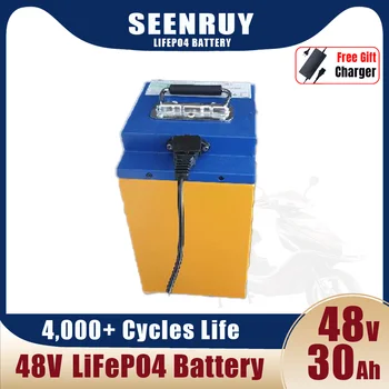48V 30Ah Lifepo4 Batérie Lítium Železa Vápenatého pre 500w 1Kw Skúter Silný Elektrických Bicyklov E-bike +5A Nabíjačky