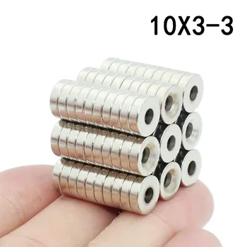 5/10/20/30/40Pcs 10x3-3 Neodýmu Magnet 10 mm x 3 mm 3 mm Otvor N35 NdFeB Kolo Super Silné Silné Permanentné Magnetické imanes