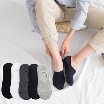 5 Párov Mužov Bežné Neviditeľné Krátke Ponožky Farbou List Tlačiť Loď Sox Non-slip Pohodlné, Priedušné Bavlnené Ponožky
