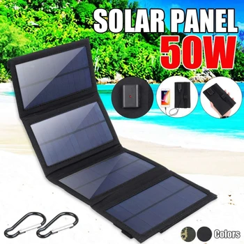 50W Skladací Solárny Panel 5V USB Prenosné, Nepremokavé Vonkajšie potreby na Kempovanie Príslušenstvo PC Nabíjačku Mobilného Telefónu solárnou Energiou