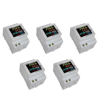 5X Din lištu AC Monitor 6IN1 40-300V 100A, Napätie Prúd účinník Aktívne KWH Elektrickej Energie, Merač Frekvencie