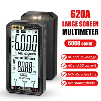 6000 Počíta True-RMS NCV Tester Auto Elektrické Kapacita Merač Digitálny Smart Multimeter 620A Tranzistor Testery