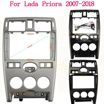 9 Palcový 2din Auto Fascia Panel Pre Lada Priora 2007-2018 autorádia Rám In-dash Súpravy Dashboard Mount Inštalačný kábel drôt