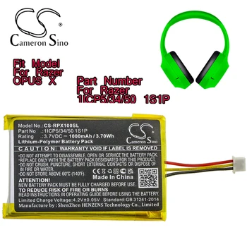 Cameron Čínsko Bezdrôtový Headset Batérie Pre Razer OPUS X Číslo Dielu 1ICP5/34/50 1S1P
