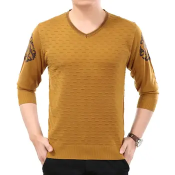 COODRONY Farbou Temperament tvaru s Dlhým Rukávom T-shirt Módne Ležérne pánske Top Jemné Voľné Tenké Vlnené Svetre W5635