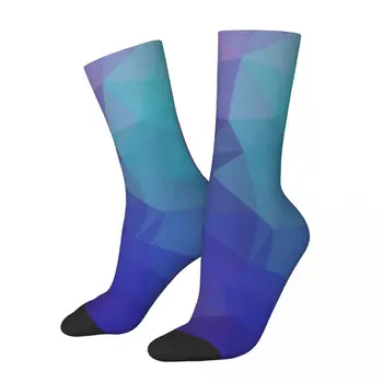Geometrické Gradient Modrá Fialová, Zelená, Ružová Dizajn Umenie Kawaii Ponožky Telocvični Cartoon Vzor Ponožky