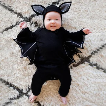 Halloween Bat Batoľa Kombinézu Sady Zábavné Predaj Hot Vysoká Kvalita Bavlny Baby Chlapci, Dievčatá Jumpsuit Bežné Dlho Puzdre Deti Oblečenie