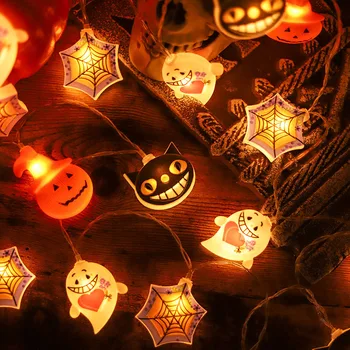 Halloween Lebky Spider LED Reťazec Svetlá Tekvica Festival Dekorácie Atmosféru Ľahké Nepremokavé Vonkajšie Záhradné Rozprávky na Čítanie