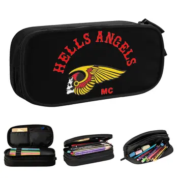 Hells Angels Motocyklový Klub Peračník Nové Pero Box Vrecia Študent Veľké Skladovacie Kancelárske Darčeky Ceruzka Box