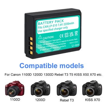 Kamera, batéria LP-E10 LPE10 LP E10 pre Canon EOS 1100D 1200D 1300D 2000D 4000D Rebel T3 T5 T6 KISS X50 X70 Batérie E10