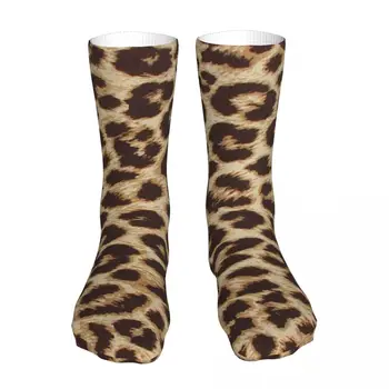 Kompresia Leopard Tlač Kožušiny Vzhľad Textúry Žena Ponožky 2023 Mužov Športové Ponožka