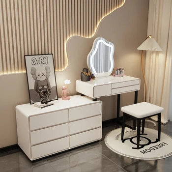 Luxusné Nordic Toaletný Stolík Organizátori Skladovanie Biely Make-Up Toaletný Stolík Spálňa Klasické Coiffeuse De Chambre Bytový Nábytok