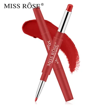 MISS ROSE Dvojité Hlavu Rúž Pero = Vodotesný Rúž + Lip Liner Dlhotrvajúci Zamatový Matný Pera, Ceruzky Doprava Zadarmo Kozmetické
