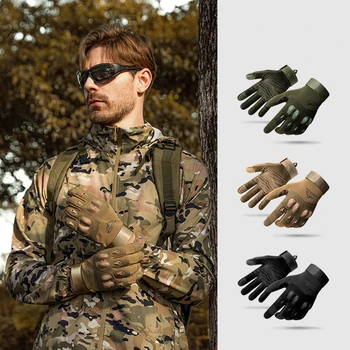 Muži Priedušná Taktické Rukavice Anti-Slip Plný Prst Rukavice Nosenie-odolný Dotykový Displej pre Jazdu na Lov Turistika