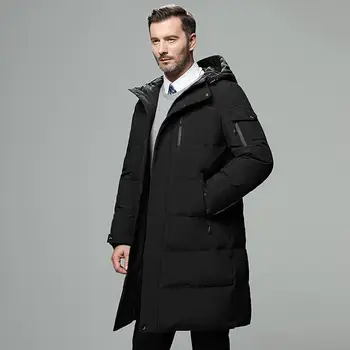 Nadol bunda pánske zimné nové pánske kabát hrubé veľké veľkosti s kapucňou mid-dĺžka stredného veku a starších high-end nadol bunda mužov
