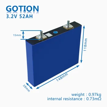 Najlepší Predajca Gotion 8pcs LiFePO4 3.2 V 52AH Lítium-Iónová nabíjateľná Batéria pre solar energy system power bank a moc skladovanie