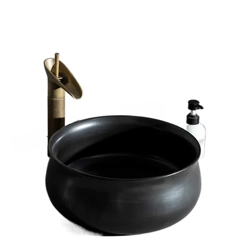 Nordic black minimalistický stola povodí, umývadlo, domáce kúpeľne, balkón povodí, kruhová malá veľkosť keramických jedného povodia
