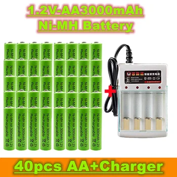 Nové AA nabíjateľné batérie, 1.2 V 3000mAh, vyrobená z nikel-metal-hydridové, vhodné pre hračky, budíky, MP3+nabíjačka na predaj