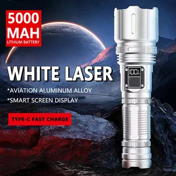 Nové LED High Power Baterka Biela Laserová Praskla Typ-C Nabíjanie Hliníkovej Zliatiny Multi-Funkčné maximálne 45 w Zoom Osvetlenie Camping Svetlo