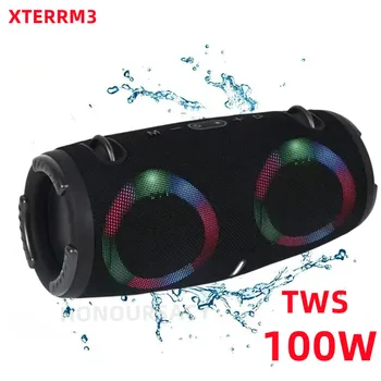 Prenosné, Nepremokavé Bluetooth Reproduktor 100W Vysoký Výkon RGB Farebné Svetlo Bezdrôtový Subwoofer 360 Stereo Surround TWS FM Boom Box