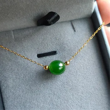 Prírodné green jade Drahokam chalcedony 18k Zlata reťazca náhrdelník Populárne ženy Móda Bezchybný Ručné jednoduché šperky