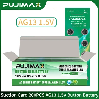 PUJIMAX 200Pcs/Box AG13 Tlačidlo gombíková Batéria LR44 357A S76E G131.5V Alkalická Batéria pre Hodiny a Hodinky Cholesterolu