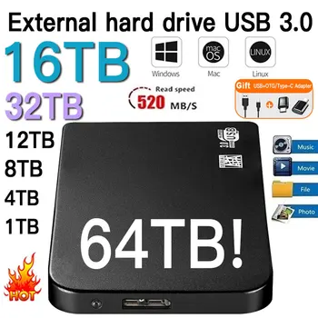 Pôvodné externý pevný disk 2TB Vysokú Rýchlosť SSD disku 1 TB portable externé ssd Pevný disk ssd (Solid state Disk Pevný Disk pre Prenosné//Mac