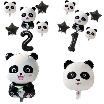 Roztomilá Panda Party Balóny Panda Zvierat Balón s 32inch Čierne Číslo Fólie Balónikov pre Deti Narodeninovej Party Darčeky Vzduchu Balón