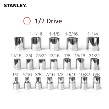 Stanley 1-kus standard 1/2 palca, nátrubok kľúč 1/4 5/16 3/8 7/16 1/2 5/8 na 3/4 25/32 31/32 1-1/4 zásuvky mechaniky nástroje 6PT
