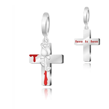 Strážca Láskou Kríža & Rose Dvojitý Prívesok Charm Fit Pandora Základné Náramok DIY Ženy Šperky Darček Originálny Dizajn