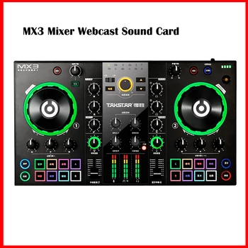 Takstar MX3 Mixér Webcast Zvuková Karta Pre Karaoke Webcast Nahrávanie Pro Digitálny Zosilňovač Okruhu OTG Telefónne Rozhranie