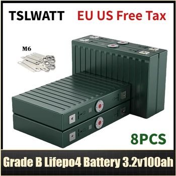 TSLWATT 8Pcs 3.2 V 100Ah Lifepo4 Batérie 25.6 KWH LFP Buniek pre RV Solárnych Domov na Skladovanie Energie EÚ NÁS Žiadne Daňové s Stud Prepojovacia