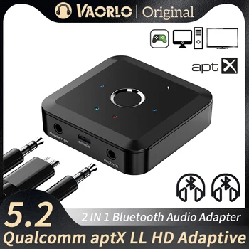 VAORLO 2 V 1, Bluetooth 5.2 Audio Vysielač, Prijímač 96Khz 24Bit 3.5 MM AUX aptX Adaptívne LL HD Bezdrôtový Adaptér Pre TV, PC, Auto