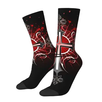 Vintage Kríž Dizajn pánske Ponožky Kríža Ukrižovania Unisex Novinka Bezšvíkové Vytlačené Šťastný Posádky Ponožky Darček