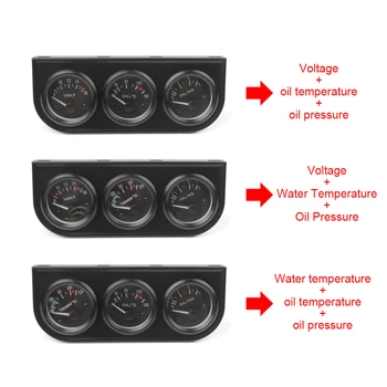 Voltmeter LED Podsvietenie 3 v 1 Olej tlakomer 12V Teplota Vody Rozchod s Vysokou Presnosťou Tlak Oleja Meter Automobilových Dielov